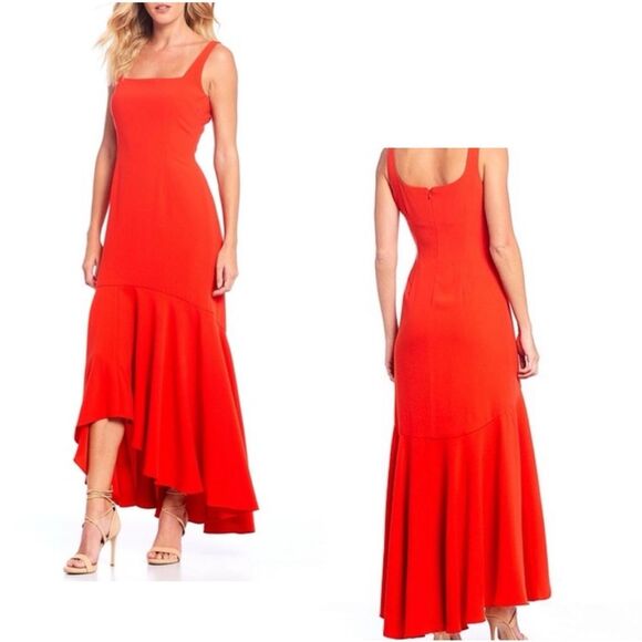 GIANNI BINI NWT Sleeveless Square Neck Ruffle Hi-Lo Reid Maxi Dress Spice - Picture 1 of 12